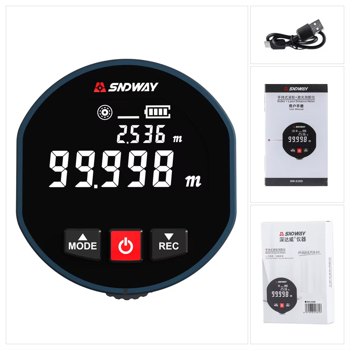 2-in-1 Rolling & Laser Tape Measure with Digital Readout
