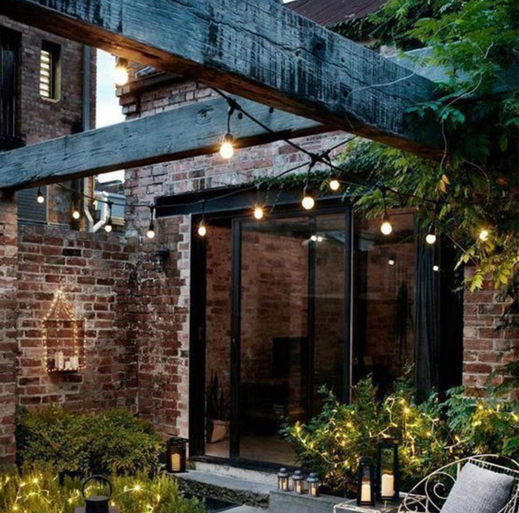 48Ft Solar Powered LED String Lights - Waterproof Hanging Edison Bulb Lights for Outdoor Patio & Garden Decor