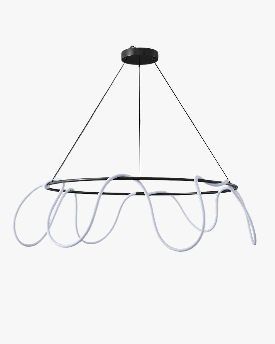LED Rope Round Chandelier - Modern Fixture for Dining Room & Living Space Lighting