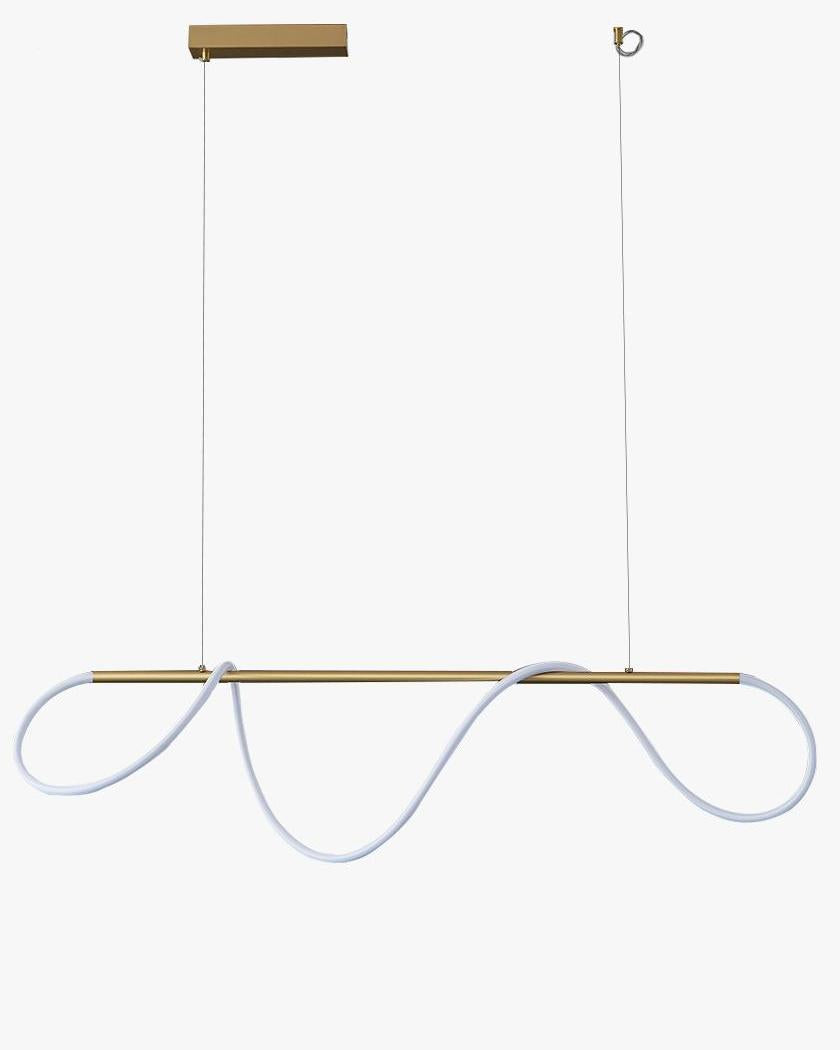 LED Rope Linear Brass Chandelier - Modern Fixture for Dining Room & Living Spaces