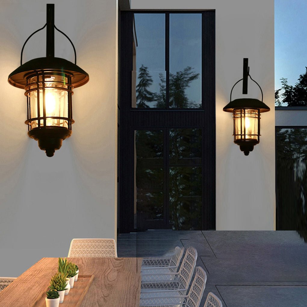 LED Solar Outdoor Wall Sconce Light - Industrial Style Wall Lamp for Garden, Patio & Entryway Lighting