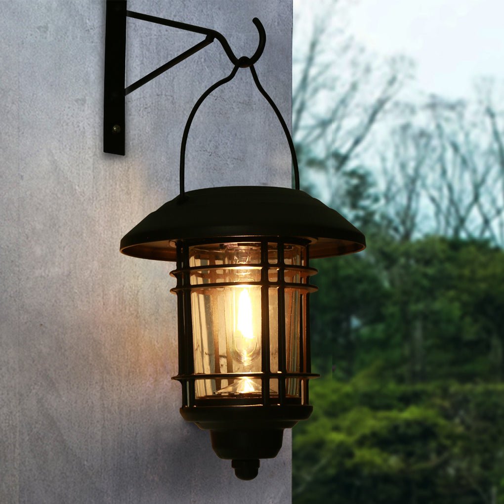 LED Solar Outdoor Wall Sconce Light - Industrial Style Wall Lamp for Garden, Patio & Entryway Lighting