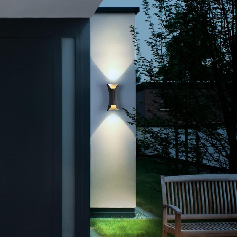 LED Waterproof Outdoor Wall Lights - Curved Up and Down Lighting Fixture for Patios, Gardens, and Entryways