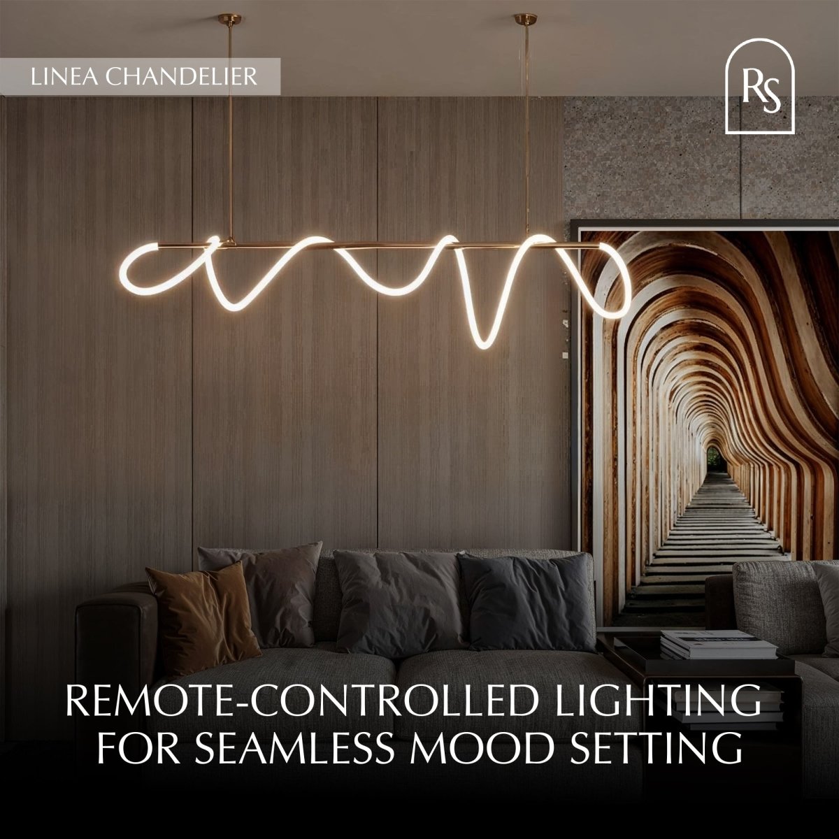 LED Linea Chandelier Light Fixture - Modern Hanging Pendant for Dining Room & Entryway Lighting