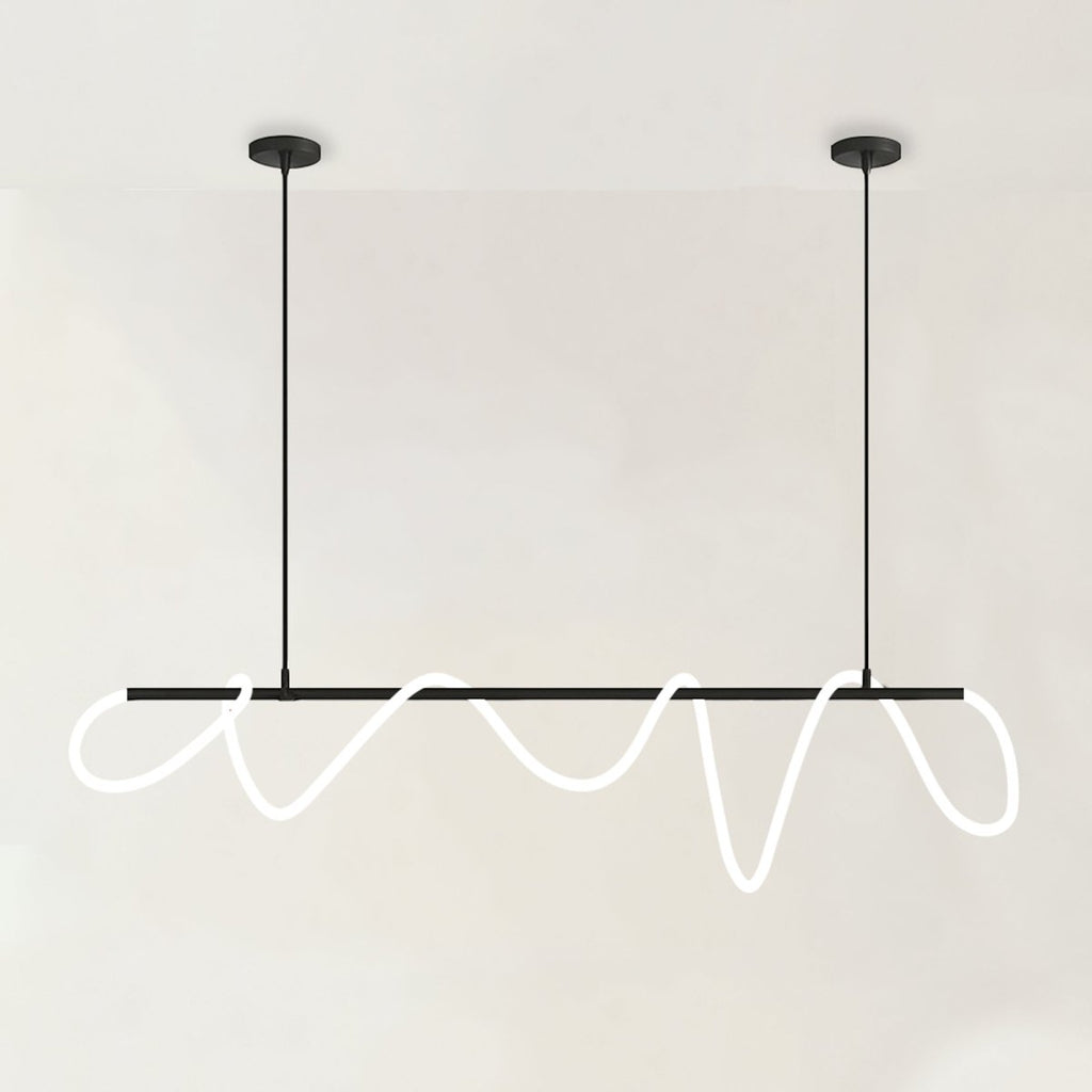 LED Linea Chandelier Light Fixture - Modern Hanging Pendant for Dining Room & Entryway Lighting