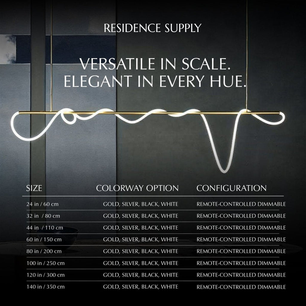 LED Linea Chandelier Light Fixture - Modern Hanging Pendant for Dining Room & Entryway Lighting