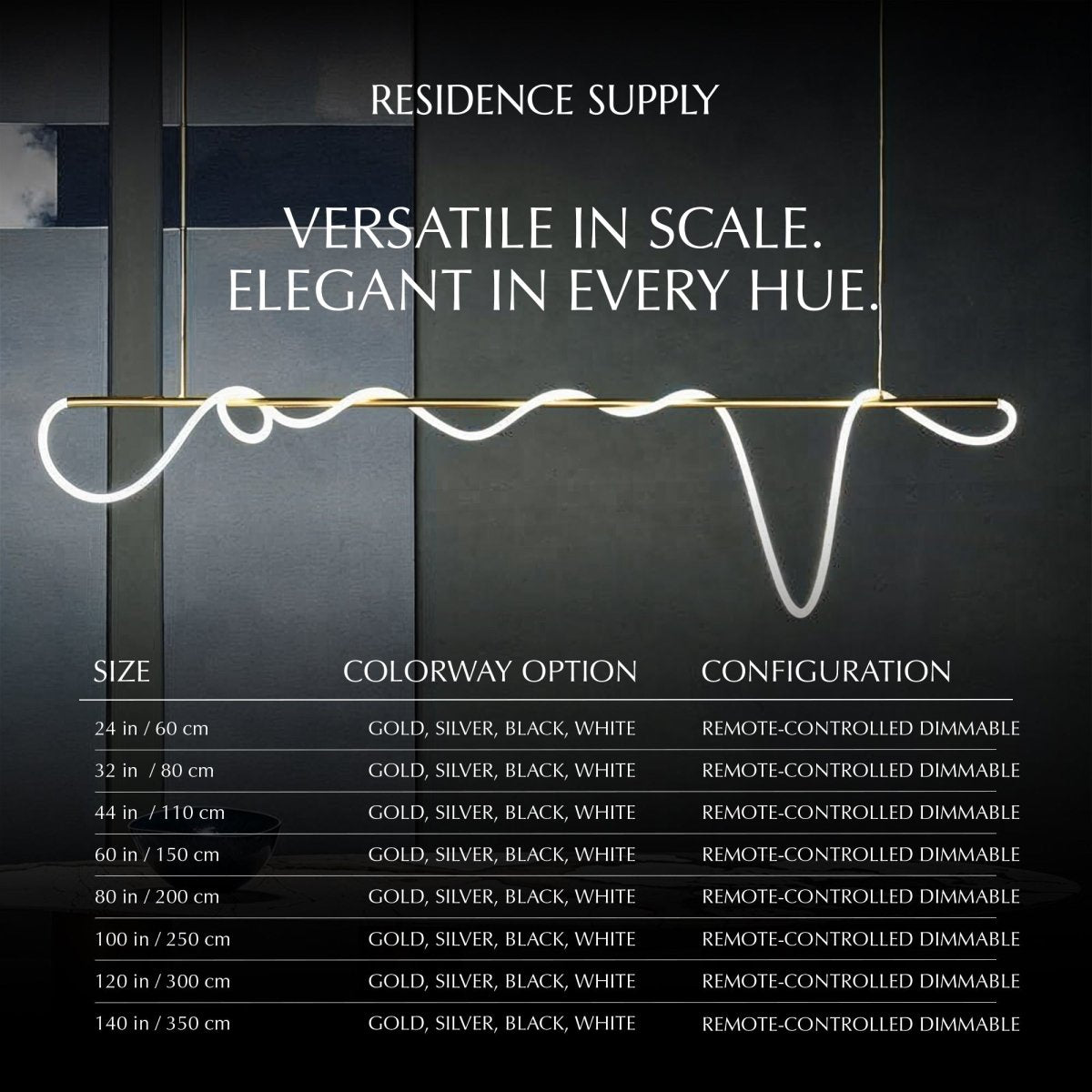 LED Linea Chandelier Light Fixture - Modern Hanging Pendant for Dining Room & Entryway Lighting