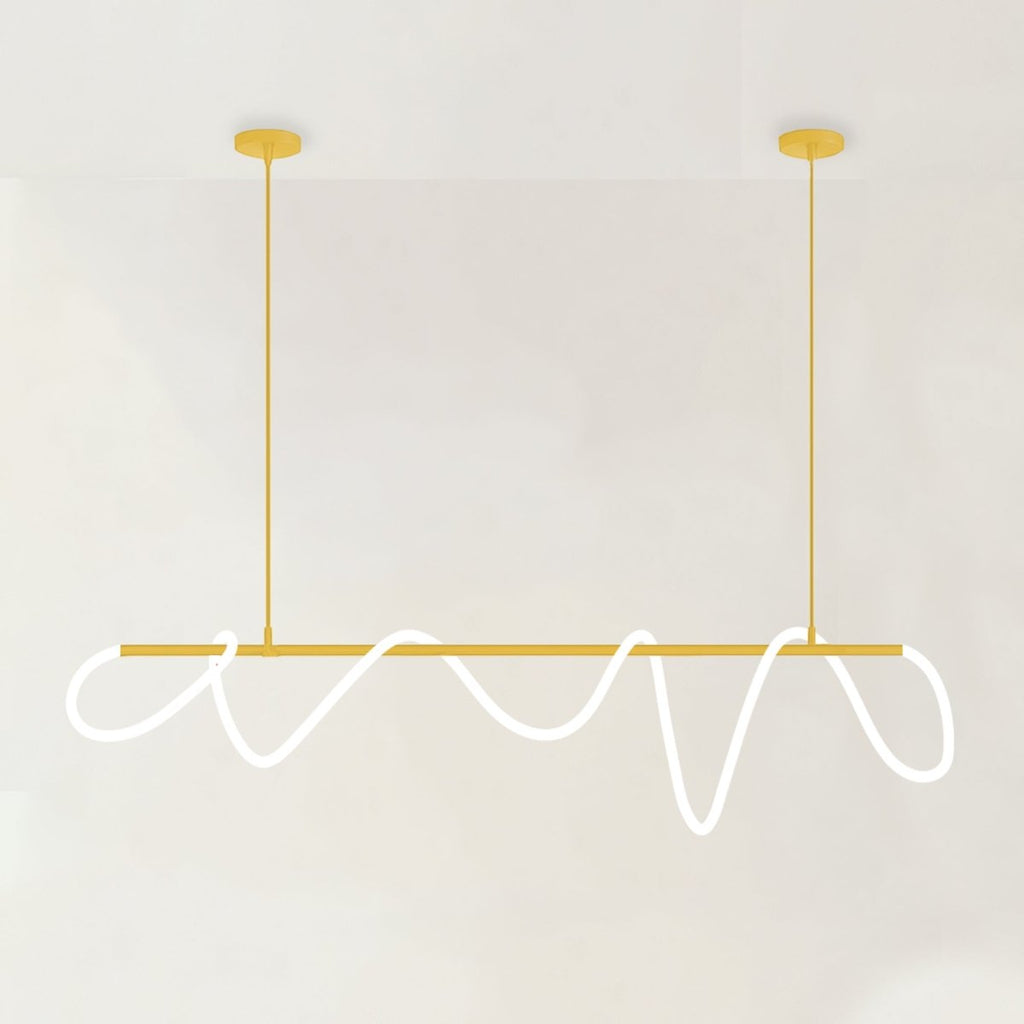 LED Linea Chandelier Light Fixture - Modern Hanging Pendant for Dining Room & Entryway Lighting