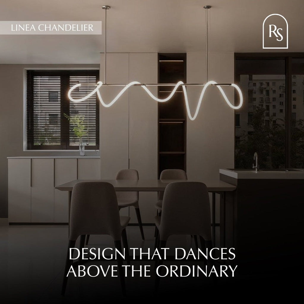 LED Linea Chandelier Light Fixture - Modern Hanging Pendant for Dining Room & Entryway Lighting