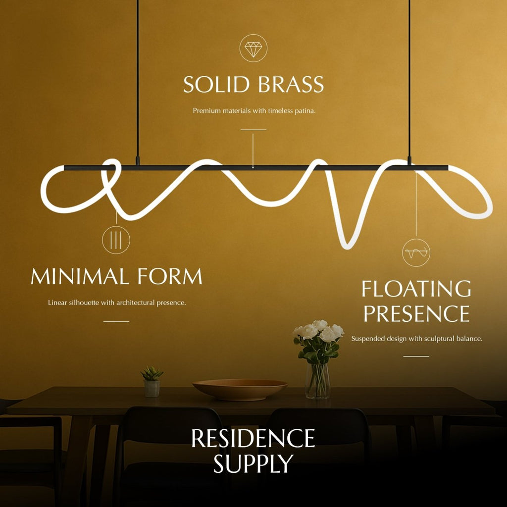 LED Linea Chandelier Light Fixture - Modern Hanging Pendant for Dining Room & Entryway Lighting