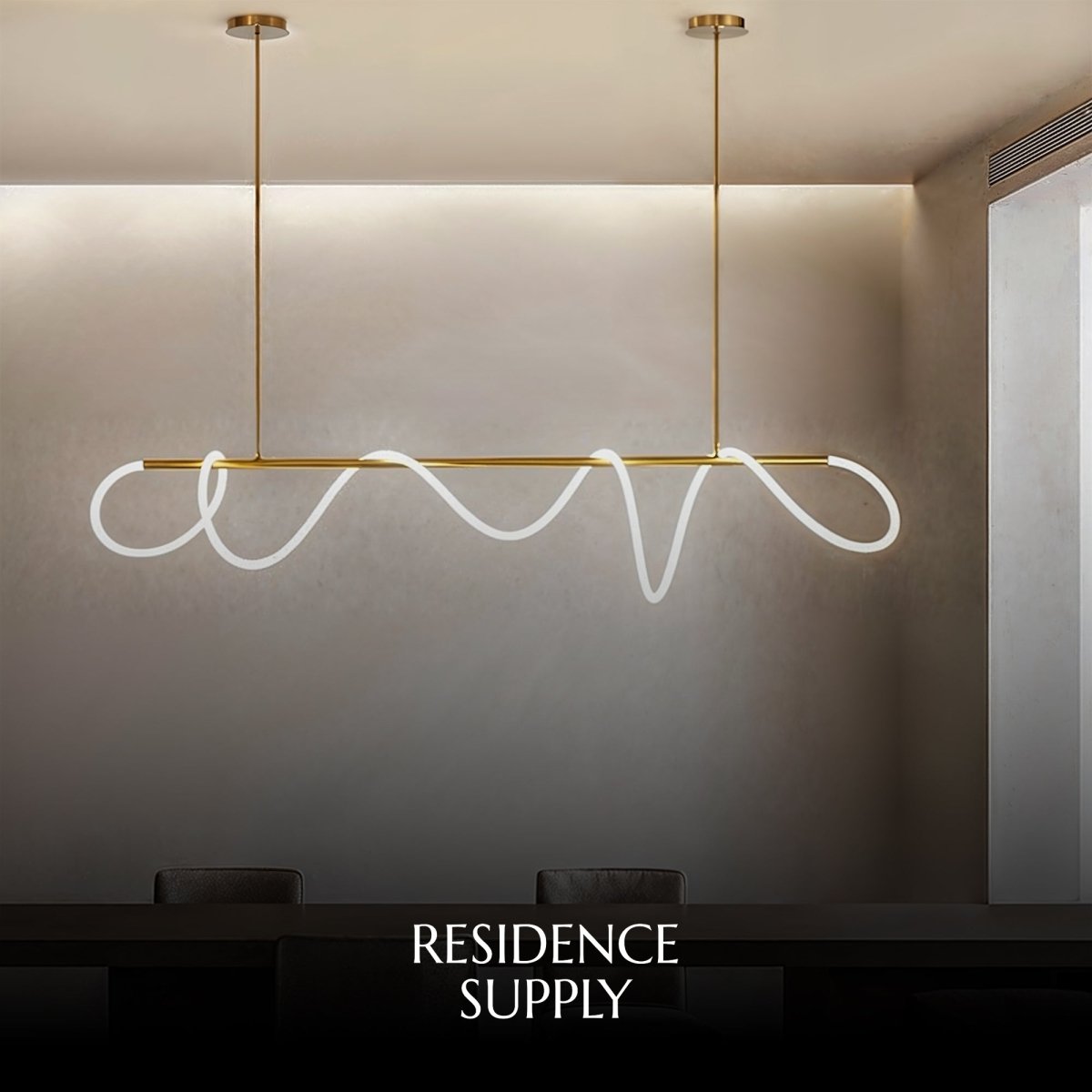 LED Linea Chandelier Light Fixture - Modern Hanging Pendant for Dining Room & Entryway Lighting