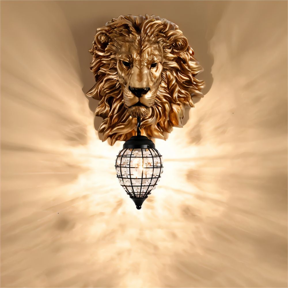 Lion Head Wall Lamp - Decorative Animal Wall Light Fixture for Living Room & Home Decor