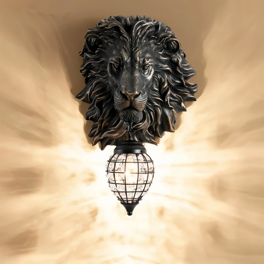 Lion Head Wall Lamp - Decorative Animal Wall Light Fixture for Living Room & Home Decor