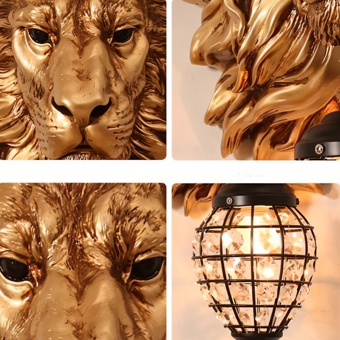 Lion Head Wall Lamp - Decorative Animal Wall Light Fixture for Living Room & Home Decor