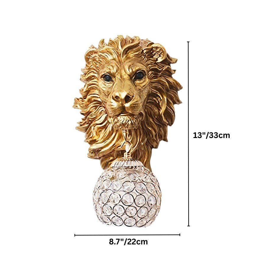 Lion Head Wall Lamp - Decorative Animal Wall Light Fixture for Living Room & Home Decor