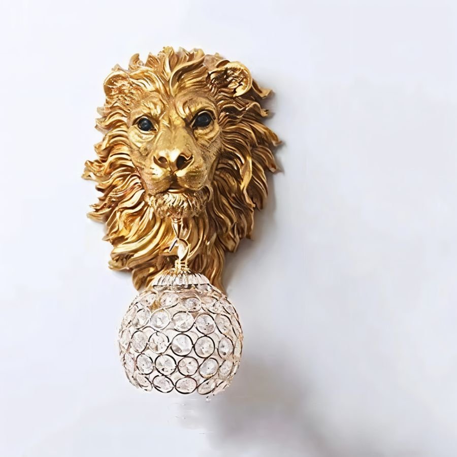 Lion Head Wall Lamp - Decorative Animal Wall Light Fixture for Living Room & Home Decor