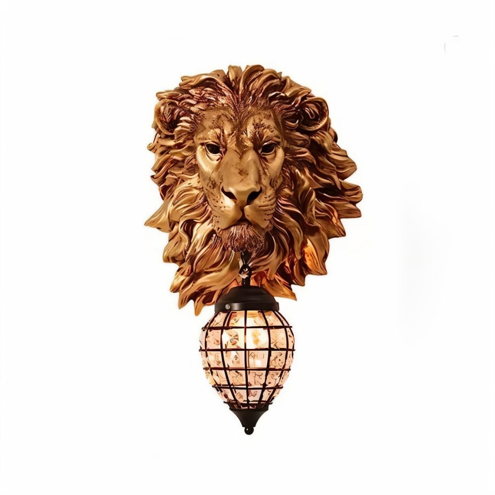 Lion Head Wall Lamp - Decorative Animal Wall Light Fixture for Living Room & Home Decor
