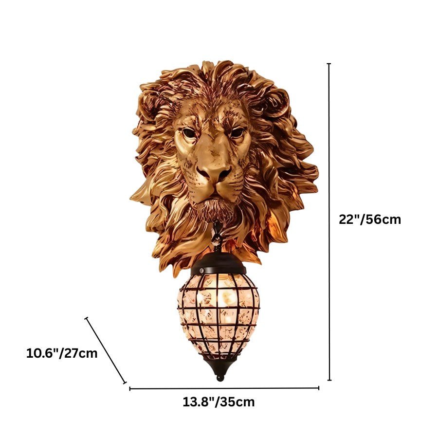 Lion Head Wall Lamp - Decorative Animal Wall Light Fixture for Living Room & Home Decor