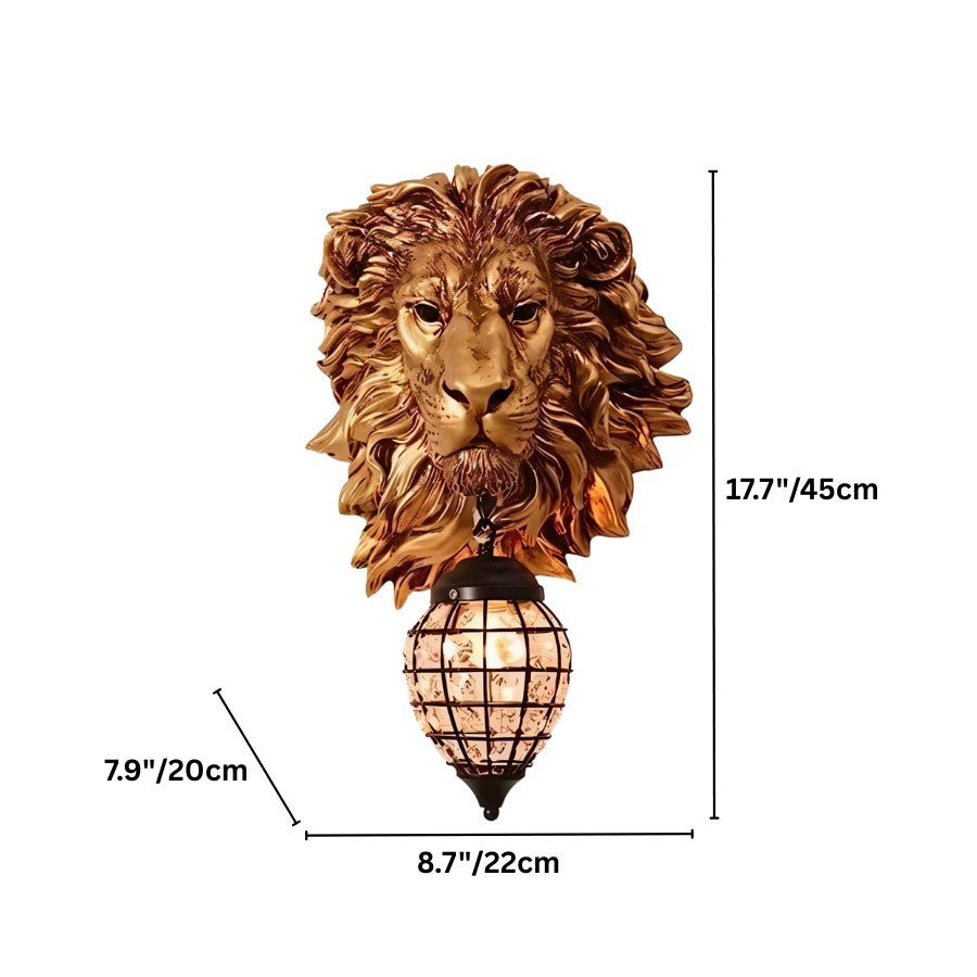 Lion Head Wall Lamp - Decorative Animal Wall Light Fixture for Living Room & Home Decor