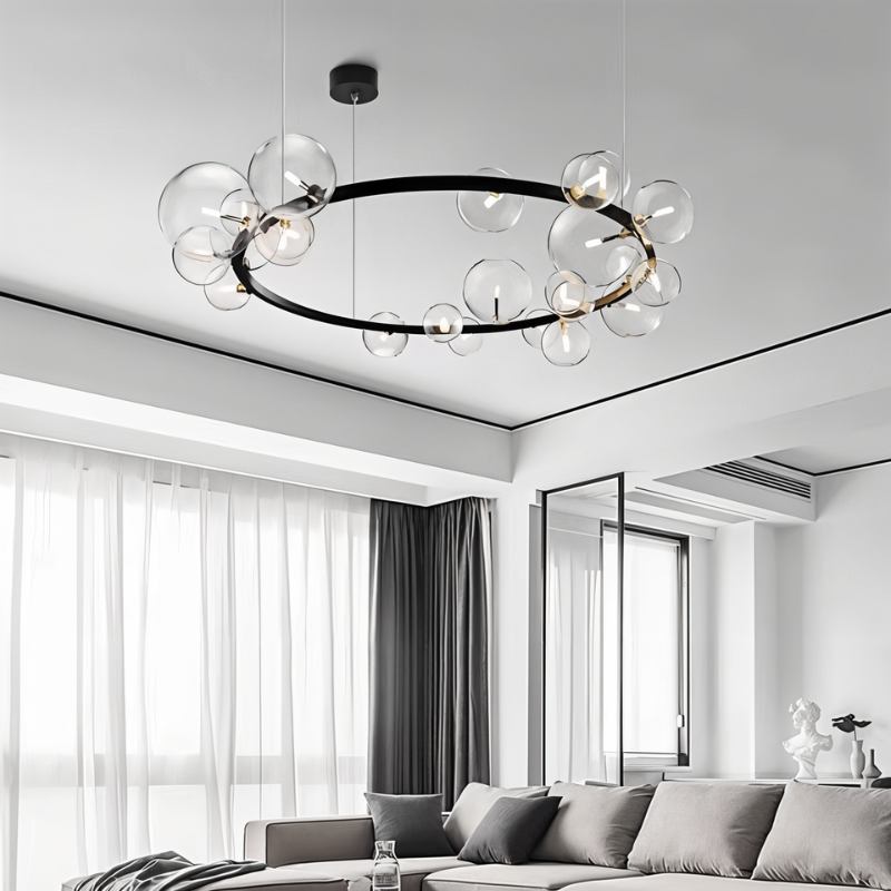LED Crystal Chandelier Light Fixture - Modern Hanging Pendant for Dining Room & Living Room Decor