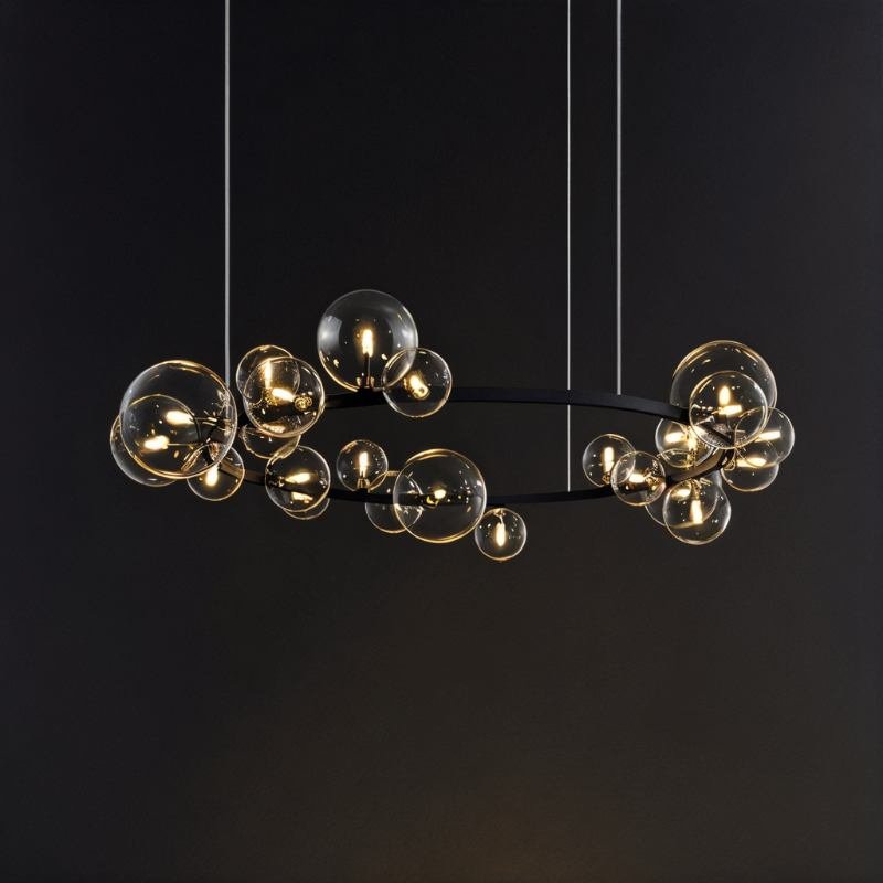LED Crystal Chandelier Light Fixture - Modern Hanging Pendant for Dining Room & Living Room Decor