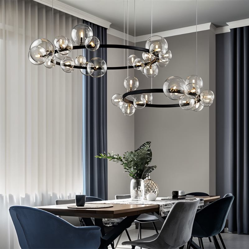 LED Crystal Chandelier Light Fixture - Modern Hanging Pendant for Dining Room & Living Room Decor