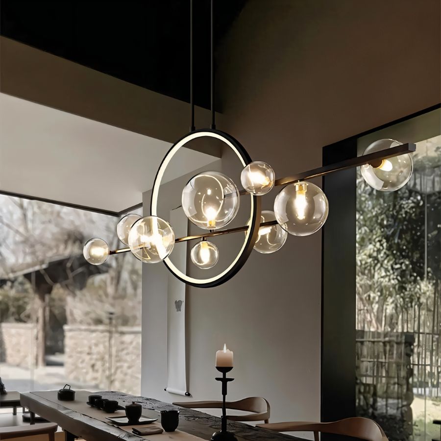 LED Crystal Chandelier Light Fixture - Modern Hanging Pendant for Dining Room & Living Room Decor