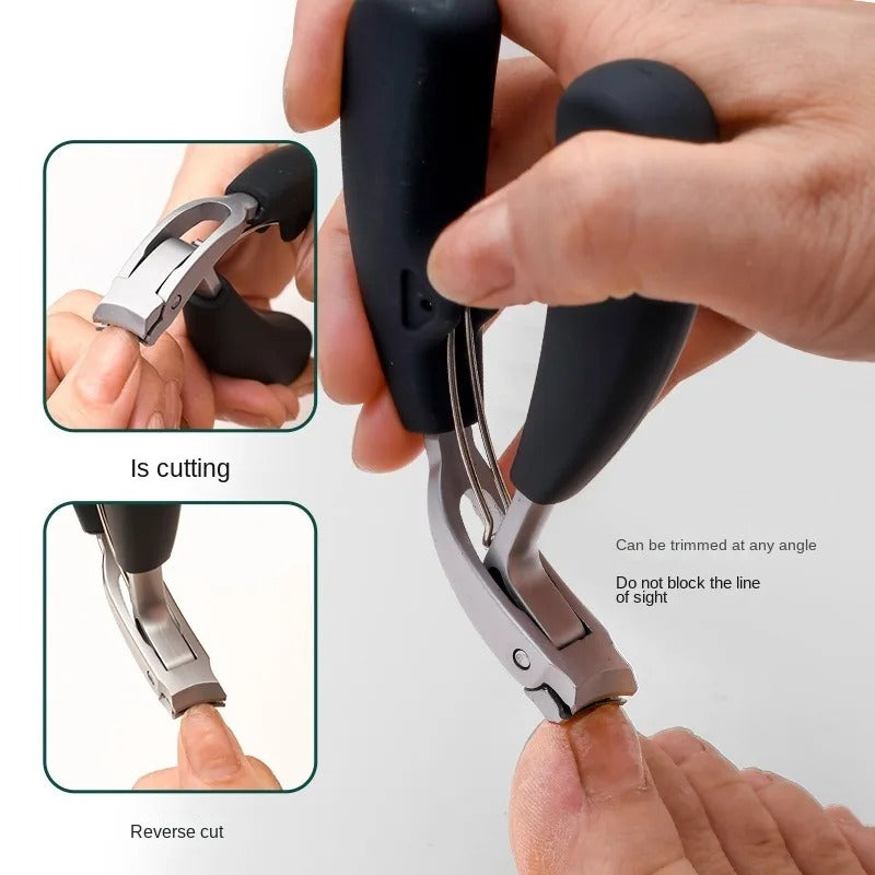 Professional Toenail Clippers, Heavy-Duty Toenail Trimmer - Anti-Splatter, Long Handle, Modern Stainless Steel Design