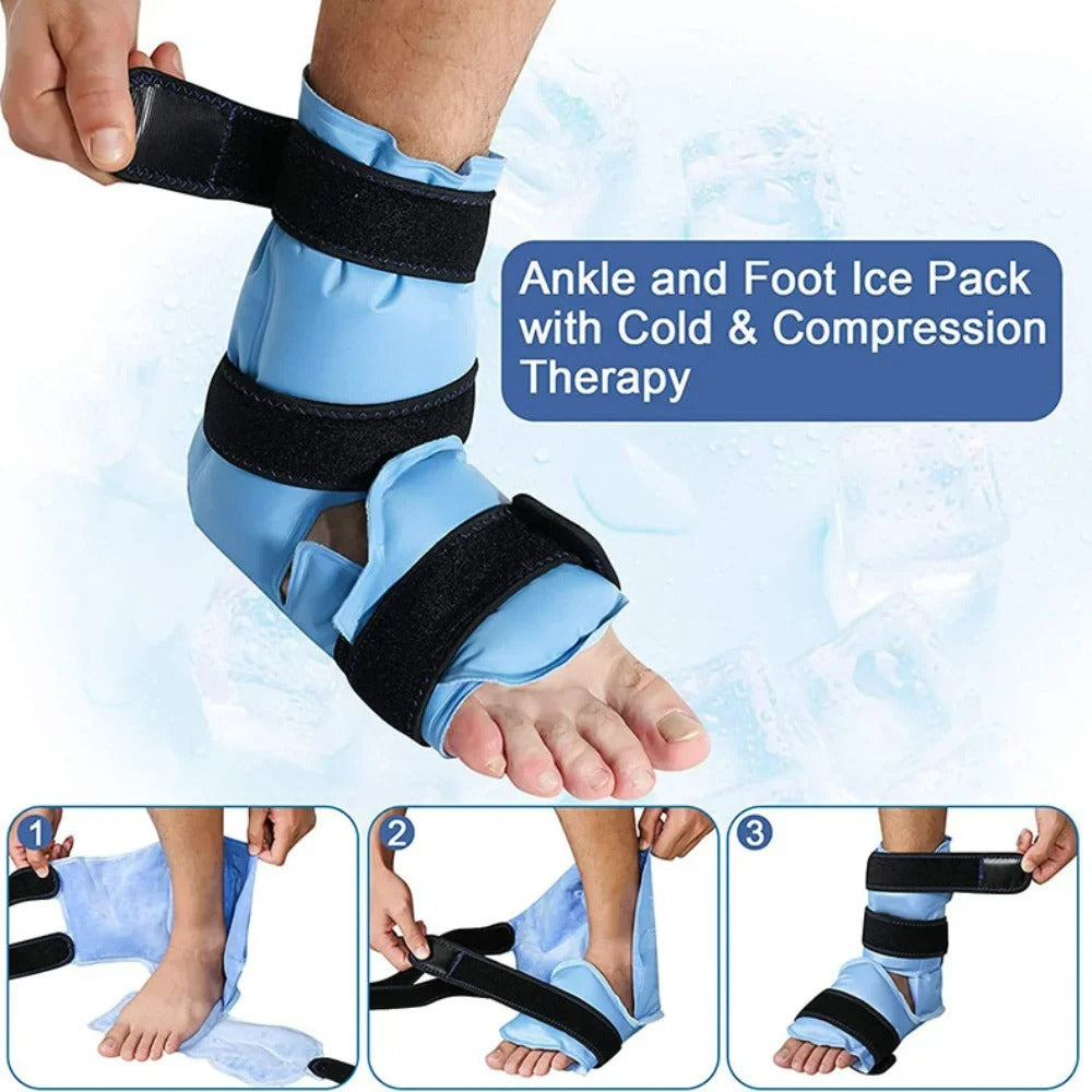 Best Ice Pack for Ankle Pain - Reusable Gel Wrap, Recovery for Plantar Fasciitis, Pain, Swelling, and Injuries