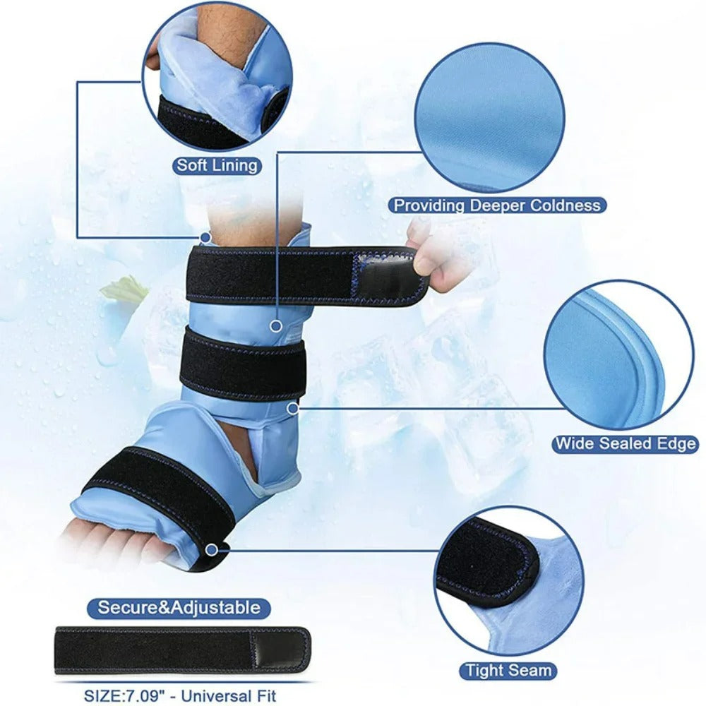 Best Ice Pack for Ankle Pain - Reusable Gel Wrap, Recovery for Plantar Fasciitis, Pain, Swelling, and Injuries