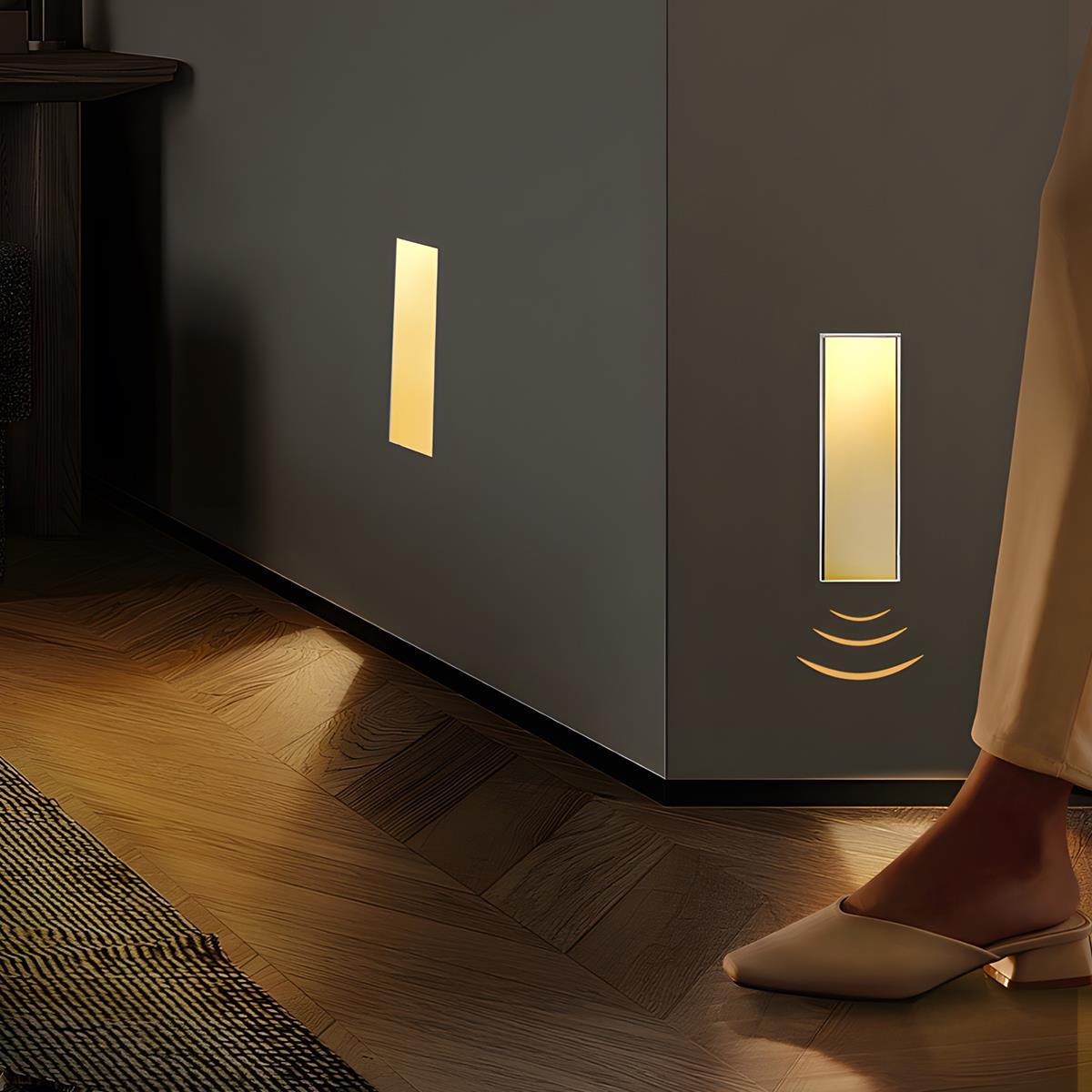 LED Recessed Wall Sconces – Motion Sensor Minimalist Stairway & Hallway Lights, Warm/Neutral/Cool White, Indoor Aluminum Fixture