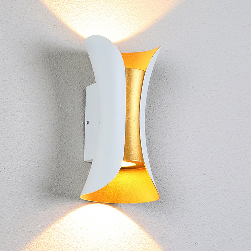 LED Waterproof Outdoor Wall Lights - Modern Curved Up and Down Lighting for Patios, Gardens, and Entryways