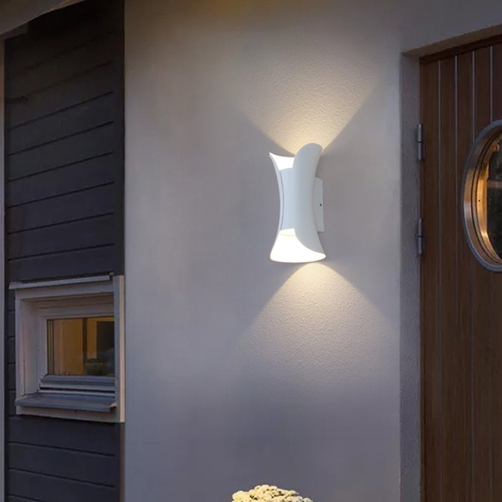 LED Waterproof Outdoor Wall Lights - Modern Curved Up and Down Lighting for Patios, Gardens, and Entryways