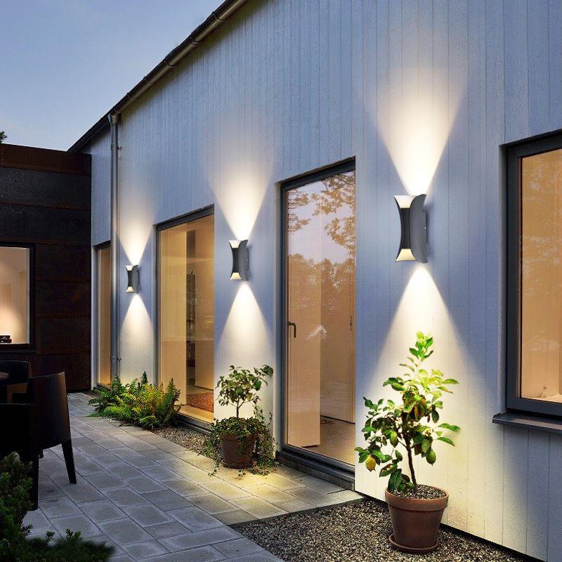 LED Waterproof Outdoor Wall Lights - Modern Curved Up and Down Lighting for Patios, Gardens, and Entryways