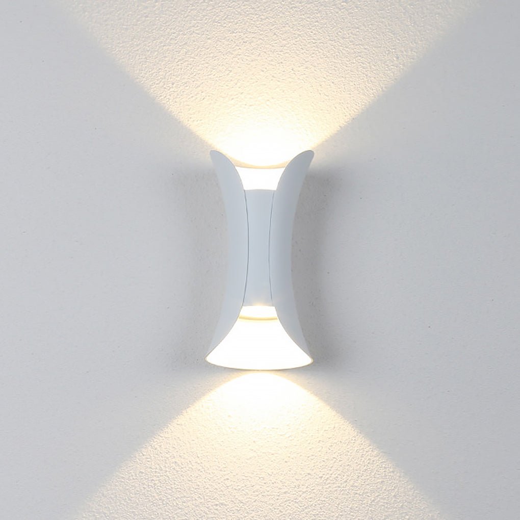 LED Waterproof Outdoor Wall Lights - Modern Curved Up and Down Lighting for Patios, Gardens, and Entryways