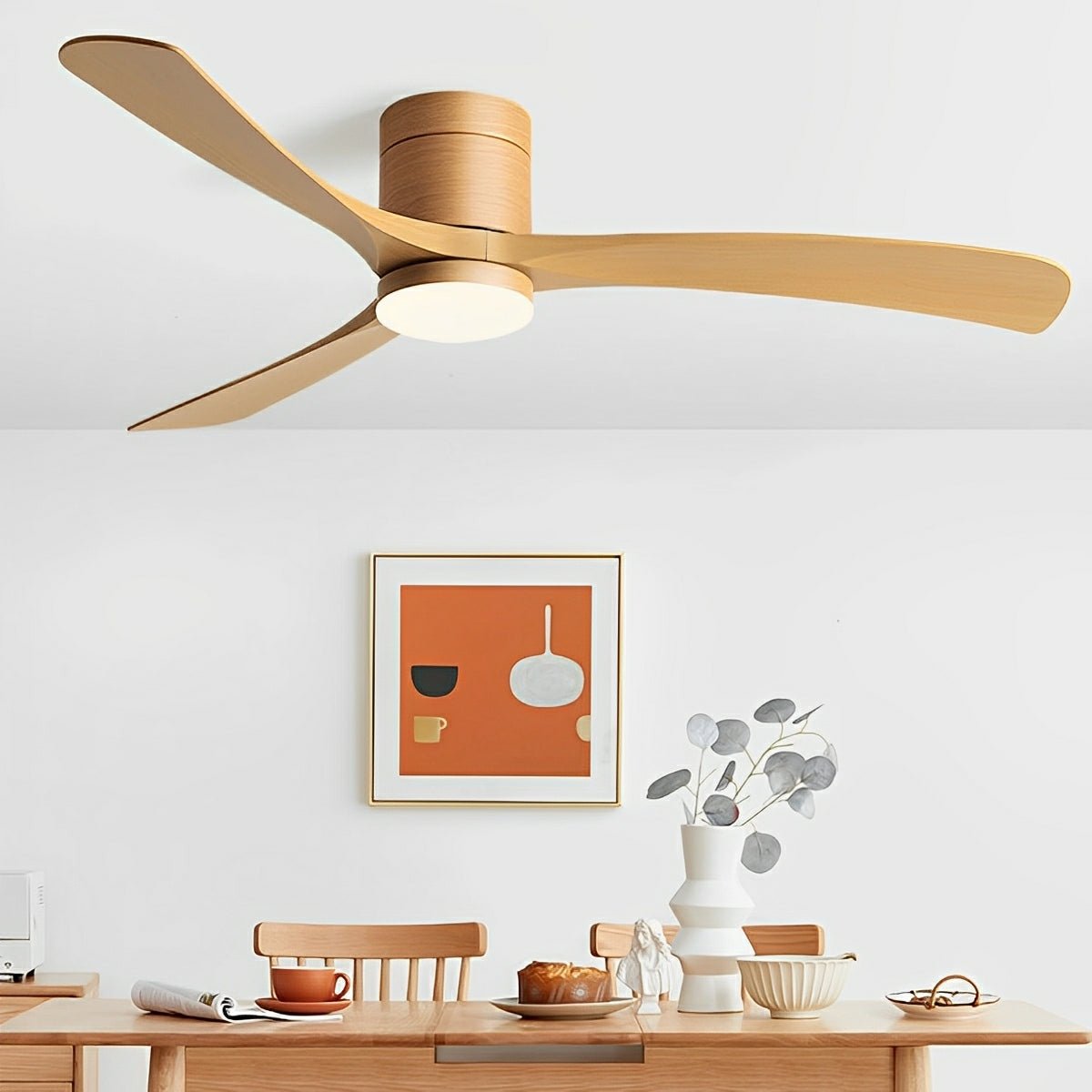 LED Ceiling Fan Light with Remote Control, 6-Speed Reversible Silent Motor, Dimmable 3-Color Lighting for Bedroom & Living Room