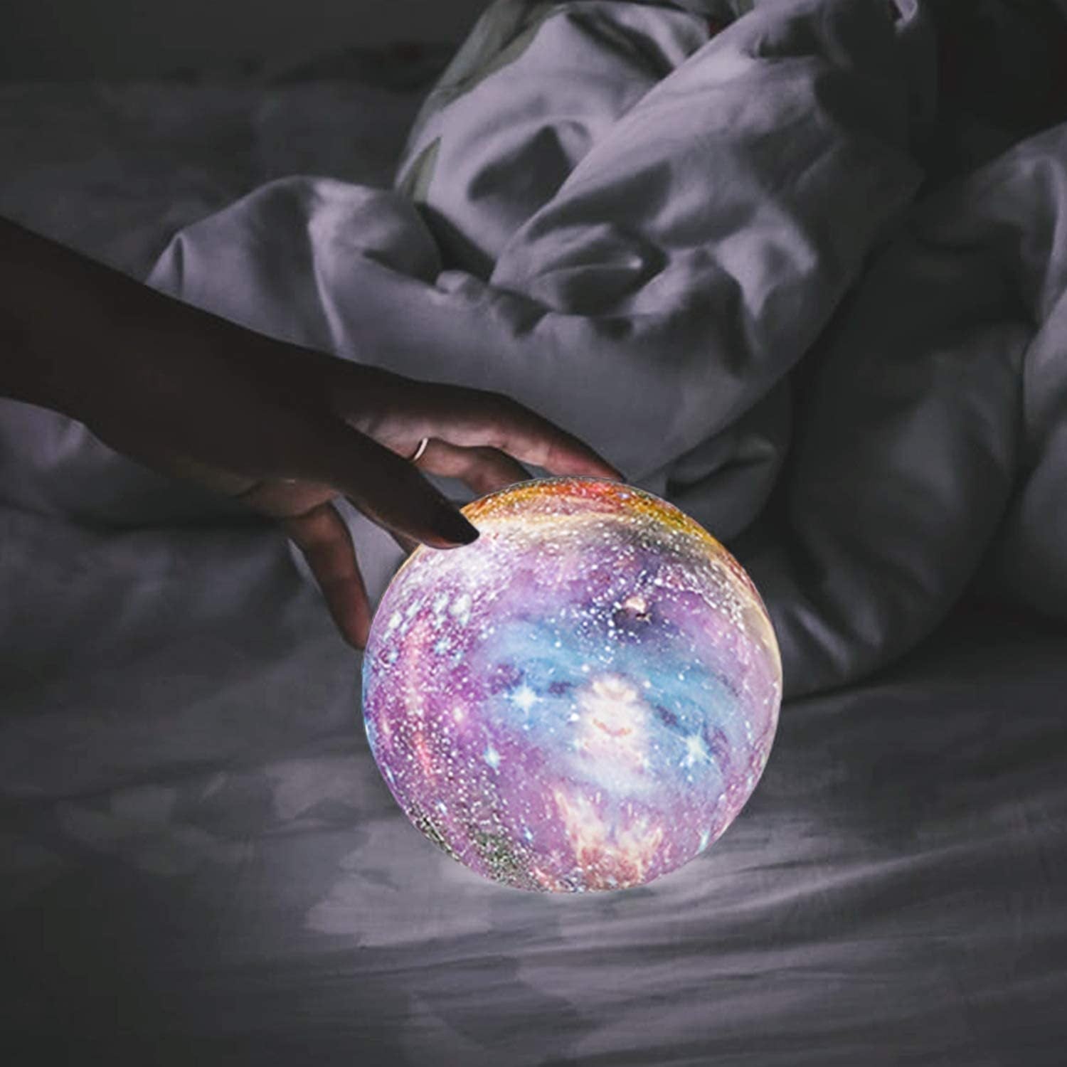 Galaxy Moon Lamp - 3D Printed Night Light with Color Changing LED for Bedroom Decor & Relaxation