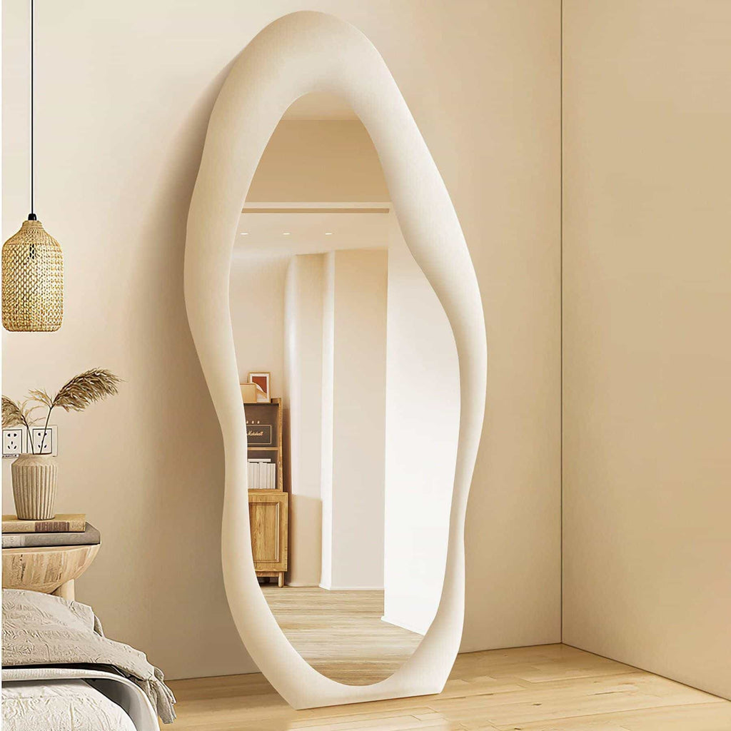 Velvet Wall Mirror with Round Frame - Decorative Accent for Living Room & Bedroom