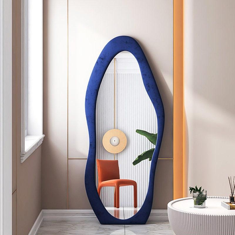 Velvet Wall Mirror with Round Frame - Decorative Accent for Living Room & Bedroom