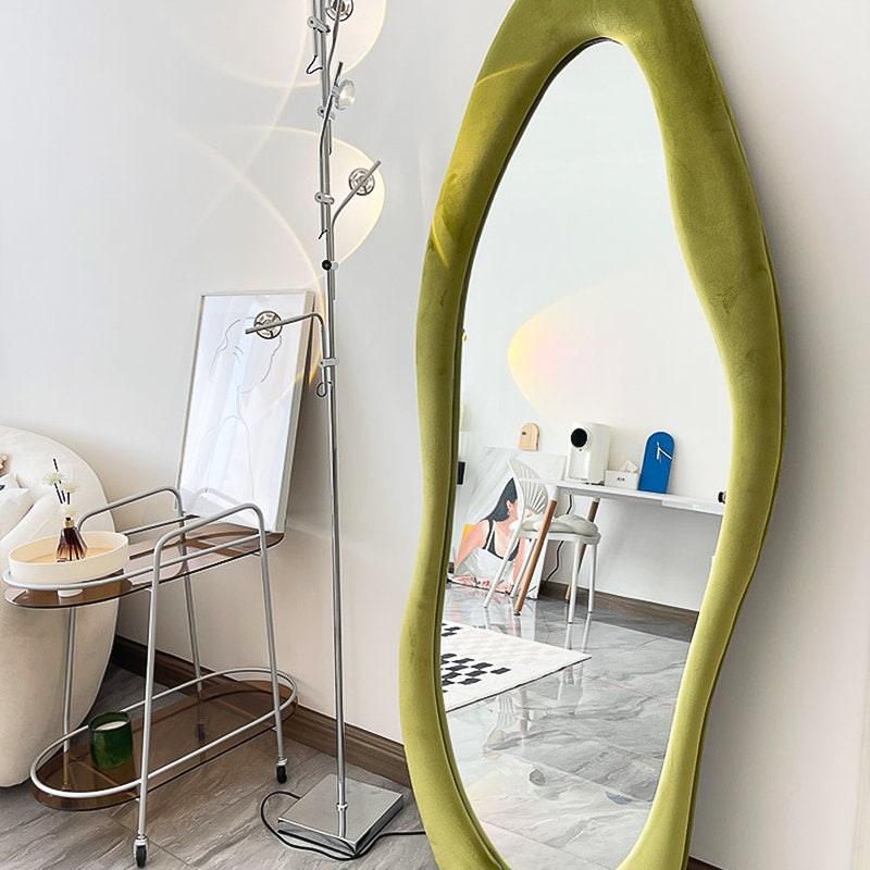 Velvet Wall Mirror with Round Frame - Decorative Accent for Living Room & Bedroom