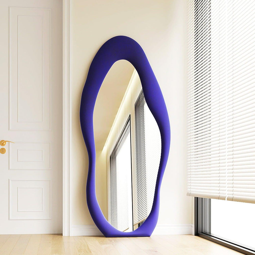 Velvet Wall Mirror with Round Frame - Decorative Accent for Living Room & Bedroom