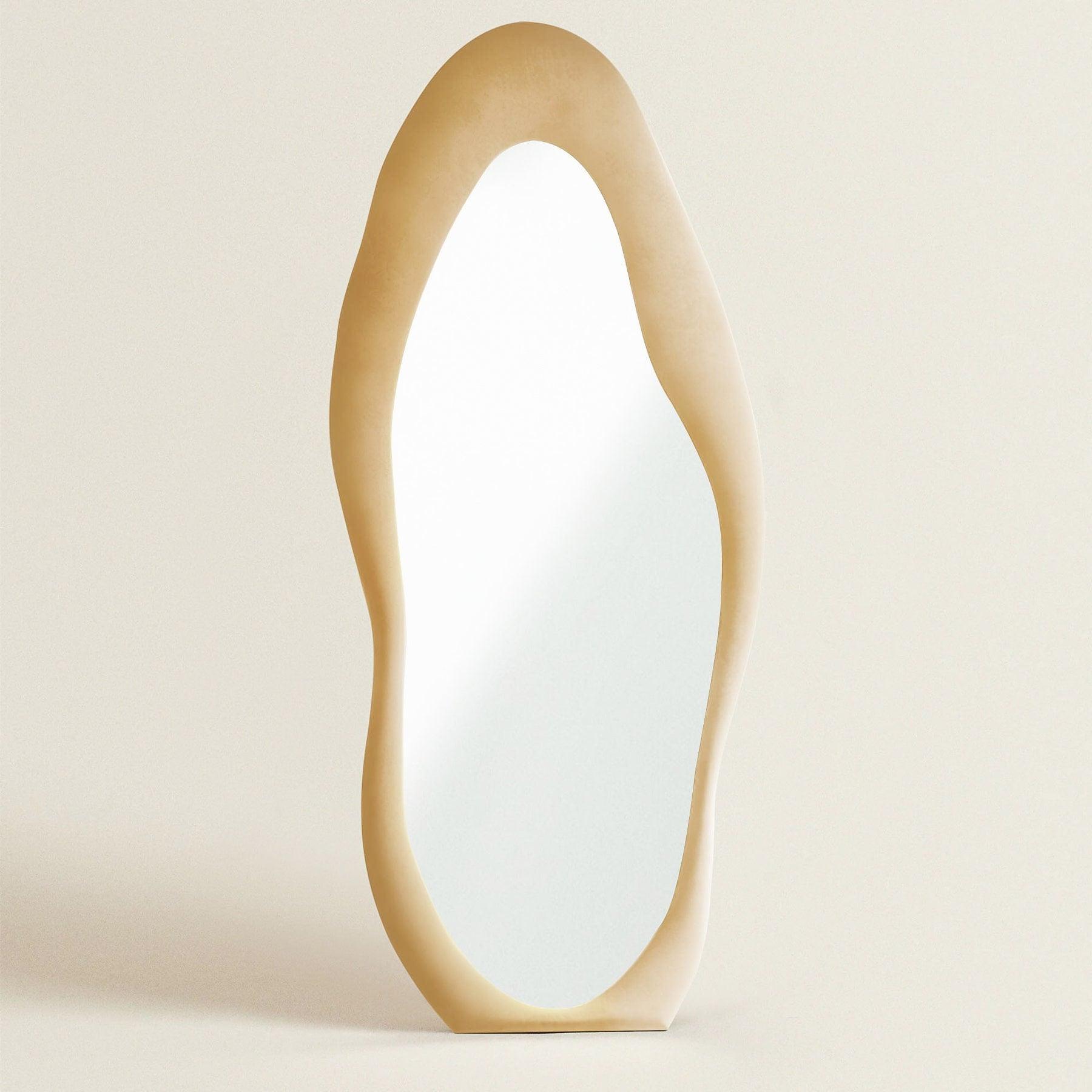 Velvet Wall Mirror with Round Frame - Decorative Accent for Living Room & Bedroom