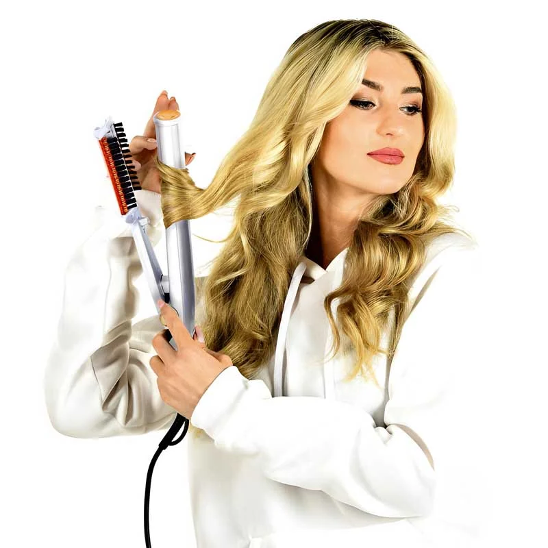 Professional 2-in-1 Rotating Iron Hair Brush - Woman Styling Tool