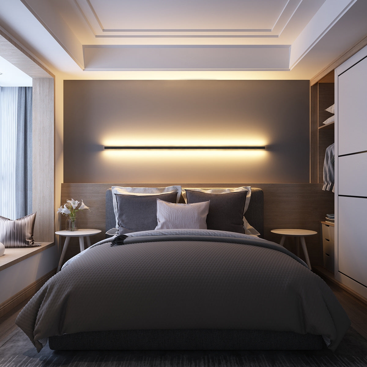 Linear Minimalist Wall Lamp - Modern LED Sconce Fixture for Living Room & Hallway Lighting