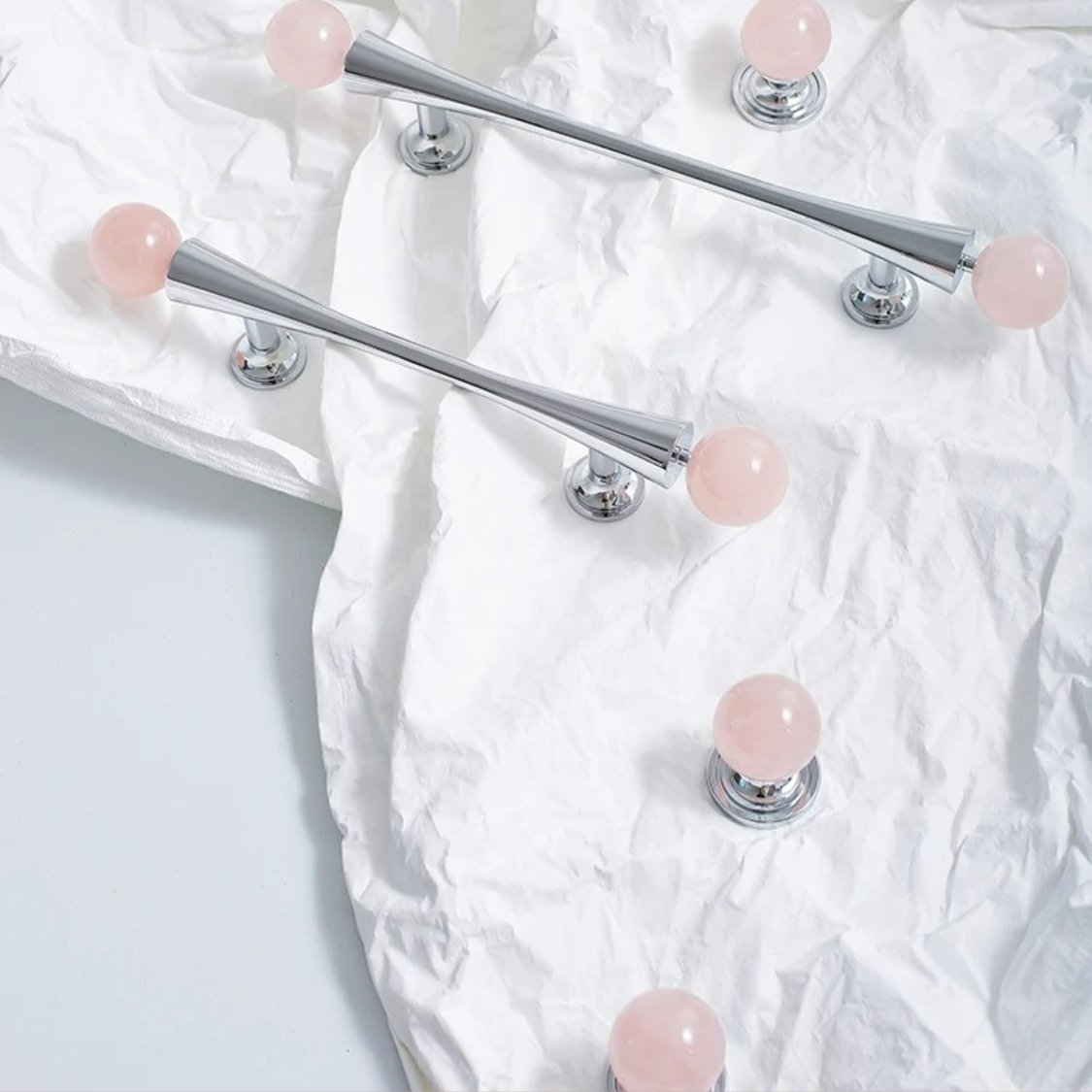 Crystal Cabinet Knob & Pull Bar Set - Decorative Hardware for Kitchen & Bathroom Drawers