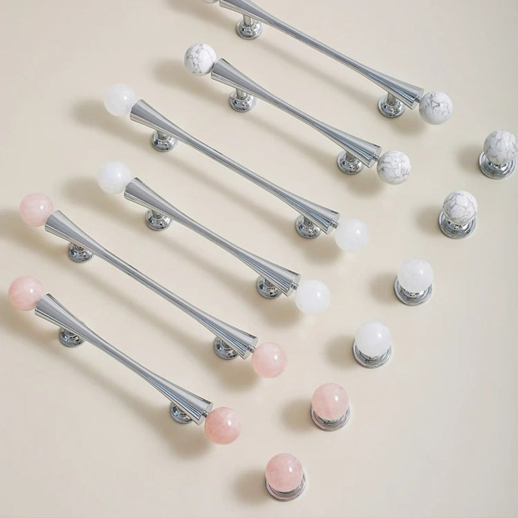 Crystal Cabinet Knob & Pull Bar Set - Decorative Hardware for Kitchen & Bathroom Drawers