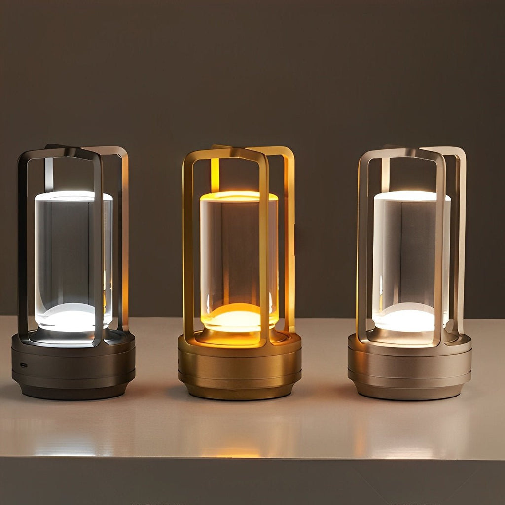 Portable Cordless Lantern Table Lamp with USB Rechargeable Touch Dimming for Nighttime Use & Outdoor Activities