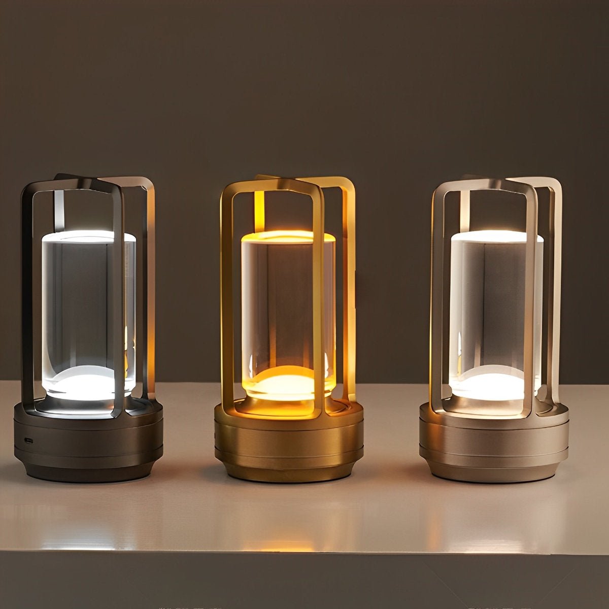 Portable Cordless Lantern Table Lamp with USB Rechargeable Touch Dimming for Nighttime Use & Outdoor Activities