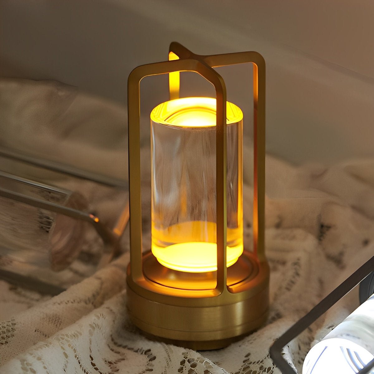 Portable Cordless Lantern Table Lamp with USB Rechargeable Touch Dimming for Nighttime Use & Outdoor Activities