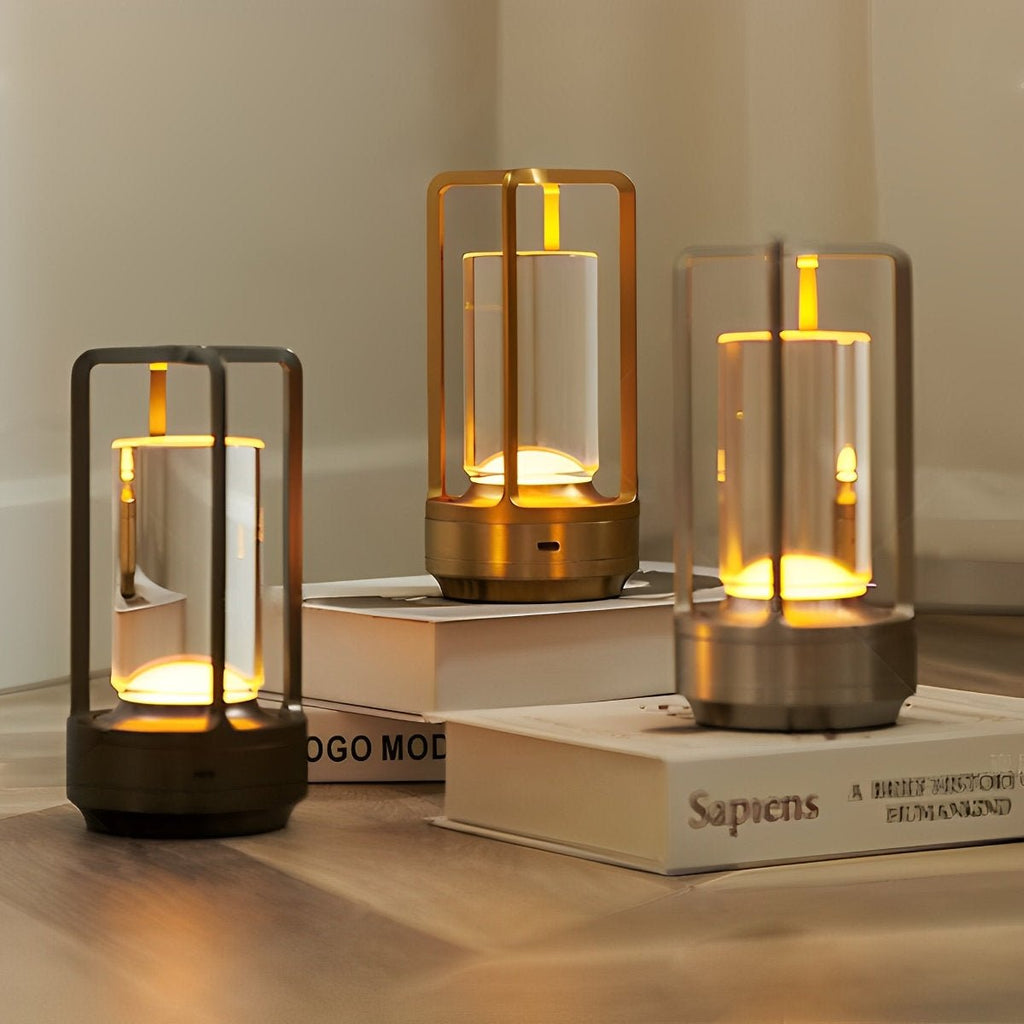 Portable Cordless Lantern Table Lamp with USB Rechargeable Touch Dimming for Nighttime Use & Outdoor Activities